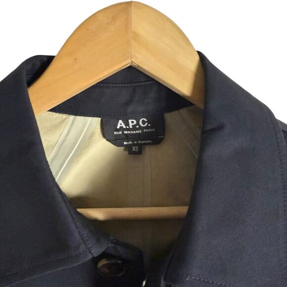 A.P.C. Men’s Solid Navy Blue Cotton Button Front Chore Jacket Size XS - Picture 2 of 10